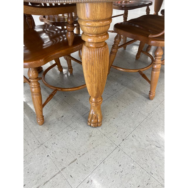 Wood 1970s Virginia House Oak Dining Set of 7 For Sale - Image 7 of 7