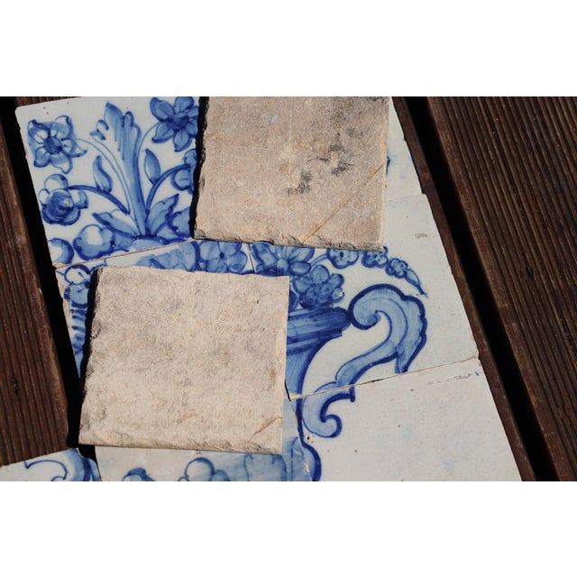 Tile Mural Panel Depicting a Baroque Jardinière With Flowers, Portuguese, 18th Century For Sale - Image 14 of 16