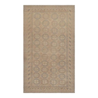 Vintage Ersari Rug in Beige-Brown and Blue With Geometric Patterns by Rug & Kilim For Sale