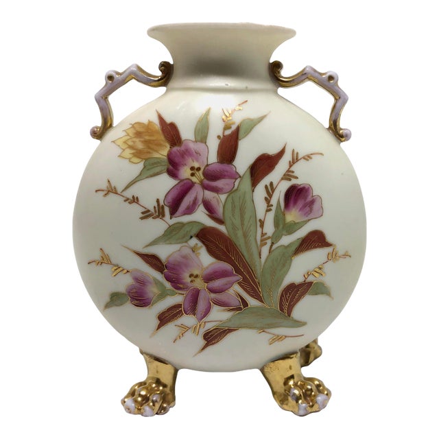 Royal Rudolstadt German Porcelain Vase With Claw Feet For Sale