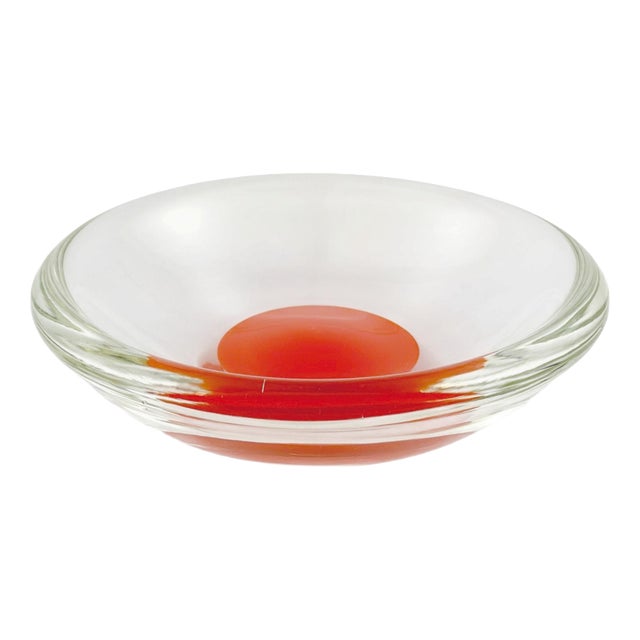 Modernist Red Sommerso Murano Glass Bowl, Italy, 1970s For Sale