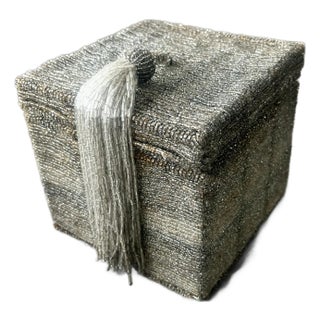 Vintage 1970s Beaded Keepsake Box With Tassel For Sale