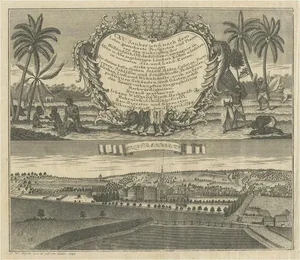 Cartouche and a View of Wilhermsdorf, 1744, Paper