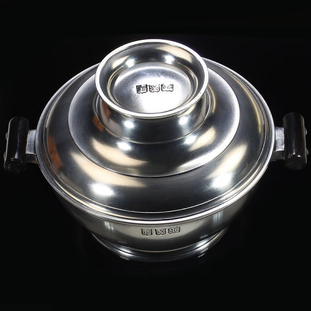 Traditional Mid 20th Century John Somers Brazilian Pewter Serving Bowl With Lid/Extra Bowl For Sale - Image 3 of 6