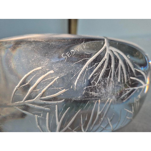 Glass Monumental Czech Studio Crystal Sculpture With Wheel-Engraved Botanical Decoration For Sale - Image 7 of 8