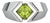Square-Cut Peridot Architectural Silver Cocktail Ring, Size 7.5 For Sale