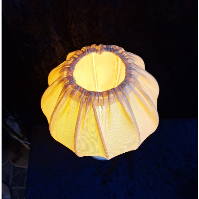 1970s Vintage Table Lamp with White Plastic and Yellow Fabric Shade, 1970s For Sale - Image 5 of 7