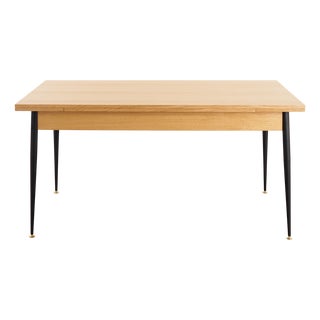 Vintage Italian Oak Folding Table, 1980s For Sale