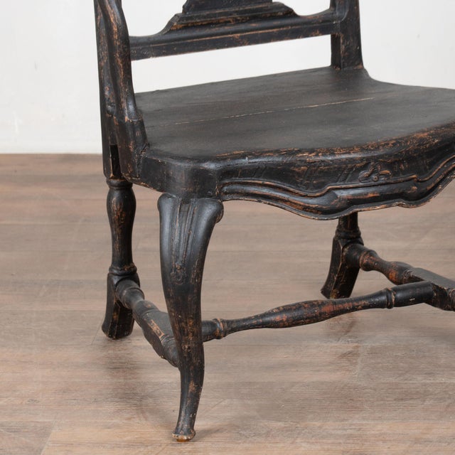 19th Century Swedish Black Painted Pine Armchairs For Sale - Image 6 of 15