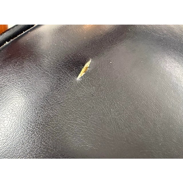 Mid Century Modern Walnut With Black Vinyl Arm Chairs, Pair For Sale - Image 12 of 12