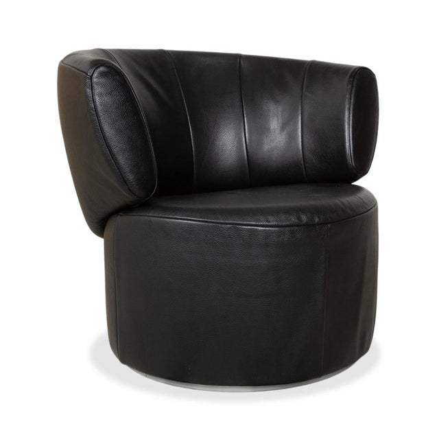 Set of Model 684 Lounge Chair and Ottoman in Black Leather from Rolf Benz For Sale - Image 5 of 17