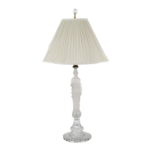Mid 20th Century Mid-Century Neoclassical Crystal Figural Table Lamp With Frosted Glass Goddess on Crystal Base