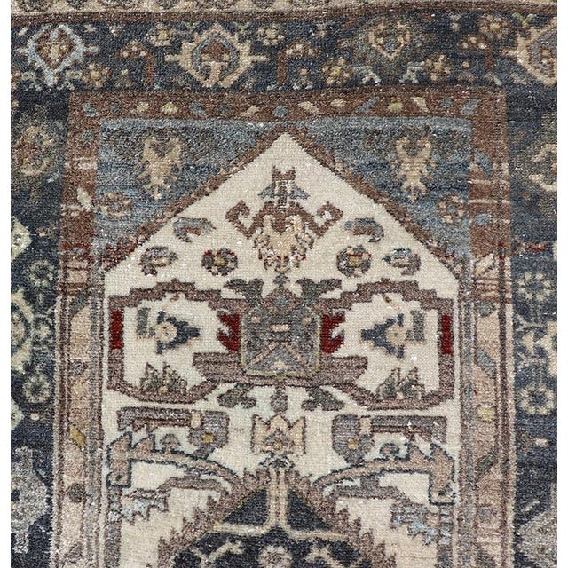 Antique Persian Hamadan Runner With Medallion Motifs in Deep Indigo 2'6 X 8'9 For Sale - Image 9 of 12