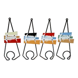 Set of Four Italian Modern Enamel and Steel "Fish" Mounted Coat Hooks by Siva