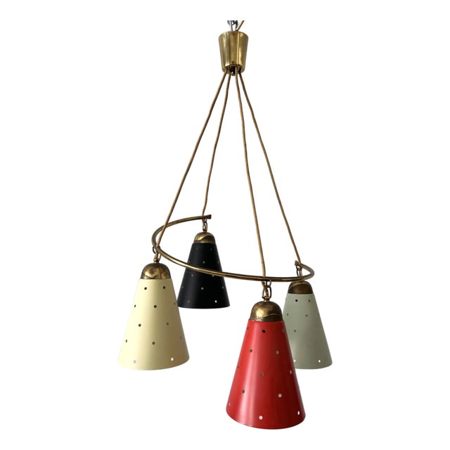 Mid-Century Modern Four-Armed Chandelier, Germany, 1950s For Sale