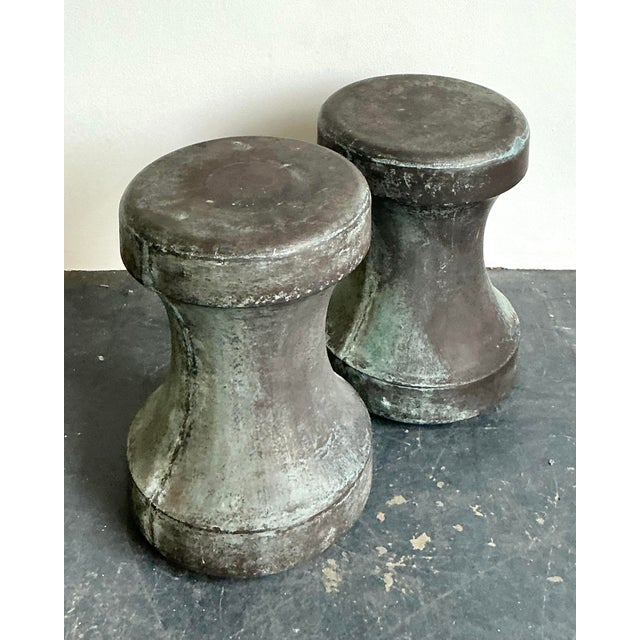 Vintage Boho Made Goods “Freda” Concrete Over Fiberglass Low Stools - A Pair For Sale - Image 12 of 12
