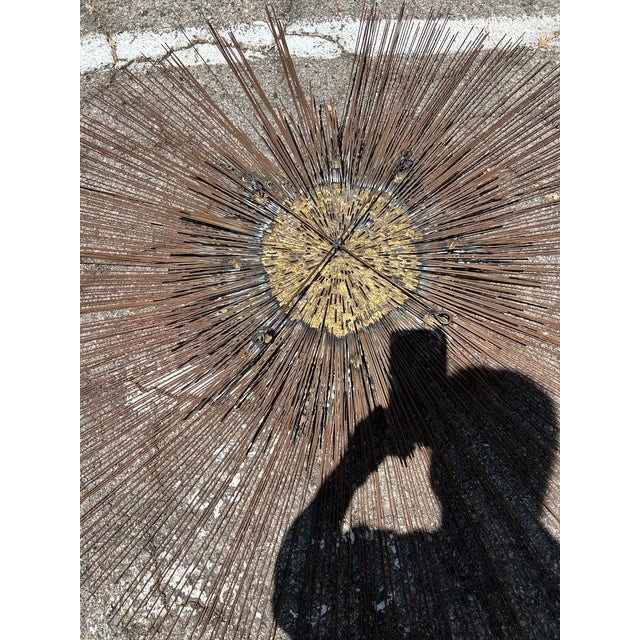 Brutalist 1960s Monumental Sunburst Wall Sculpture Attributed to William & Bruce Friedle New York MCM For Sale - Image 9 of 9