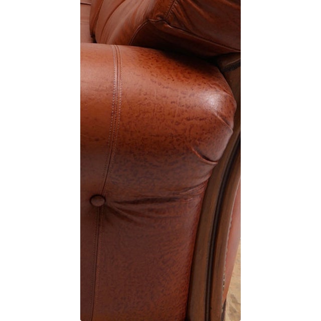 1960s Mid-Century Modern Three-Seater Sofa in Cognac Leather and Wood, 1960s For Sale - Image 5 of 6