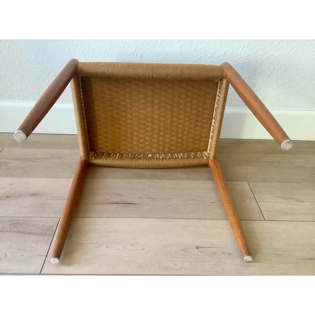 Copper Late 20th Century Danish Modern N. Møller Model 80a Teak Stool With Woven Textile Seat, Denmark For Sale - Image 8 of 12