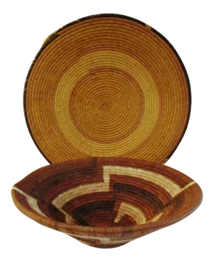 1970s African Hand-Woven Centerpiece Baskets - a Pair