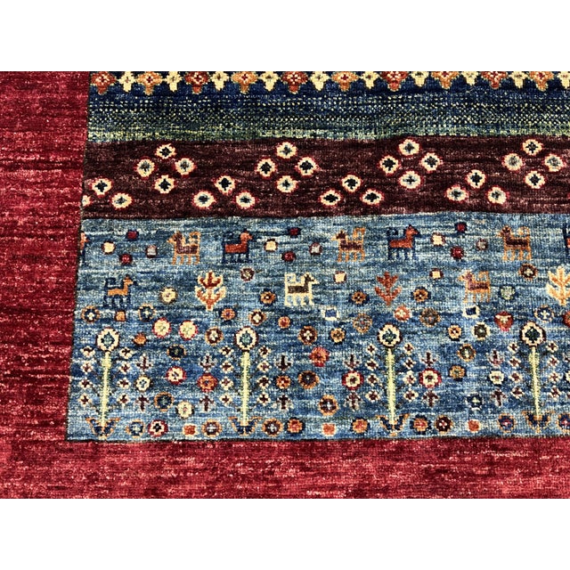 Red Khorjin Saddlebag Design Rug With Animal Motifs, 4'2" X 6' For Sale - Image 10 of 14