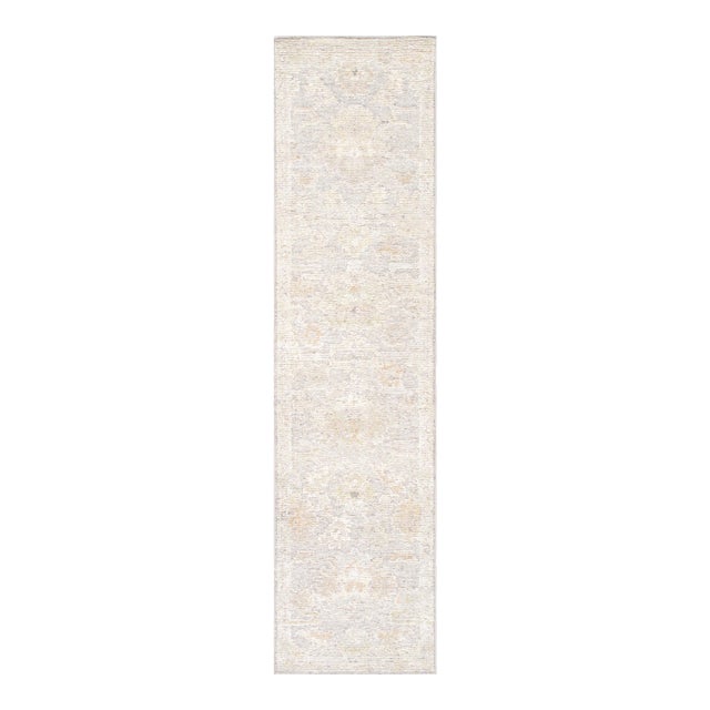 Pasargad Home Oushak Silver Wool Area Rug- 2' 9'' X 11' 0'' For Sale