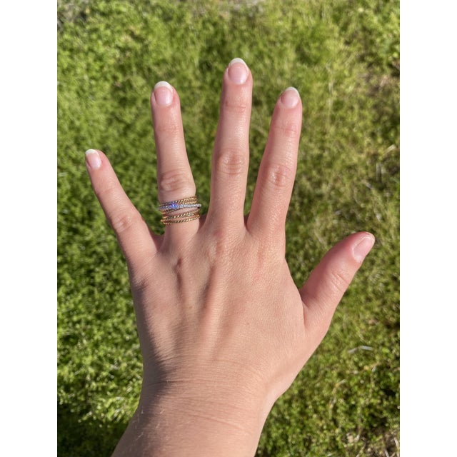 David Yurman Diamond Twisted Band Ring, 18k Yellow & White Gold, Ring Size 5.75 For Sale In Greensboro - Image 6 of 6