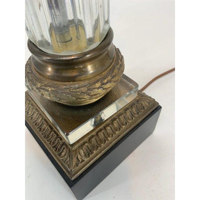 Metal Vintage Crystal Empire Style Column Lamp For Sale - Image 7 of 13