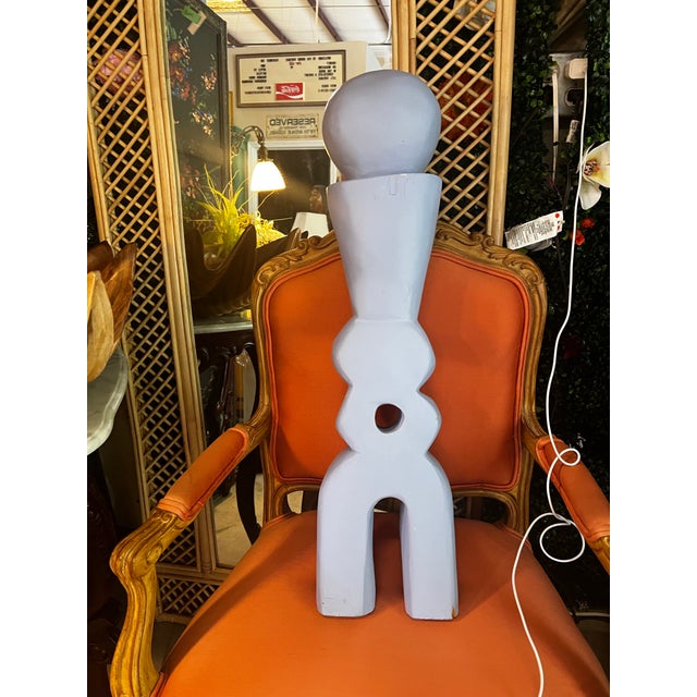 Vintage Light Blue Wooden Mexican Sculpture For Sale - Image 9 of 11