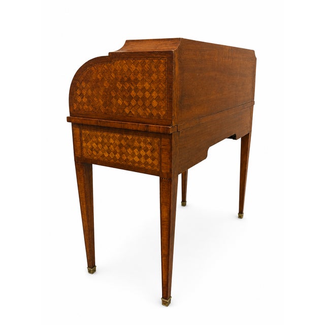 Small Louis XVI Roll-Top Secretary Desk with Marquetry in Latticework Pattern, 1930s For Sale - Image 6 of 13