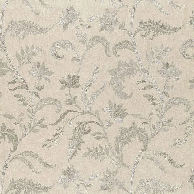 Sample - Schumacher Monceau Linen Embroidery Fabric in Zinc For Sale