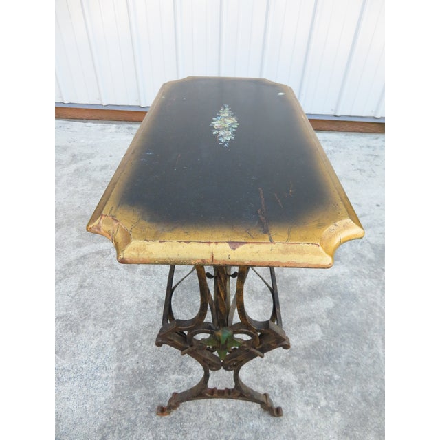 Vintage 1930's Hand Forged Wrought Iron Gilt Side Table ~ Spanish Revival ~ Hollywood Regency ~ French ~Plant Stand For Sale In Seattle - Image 6 of 18