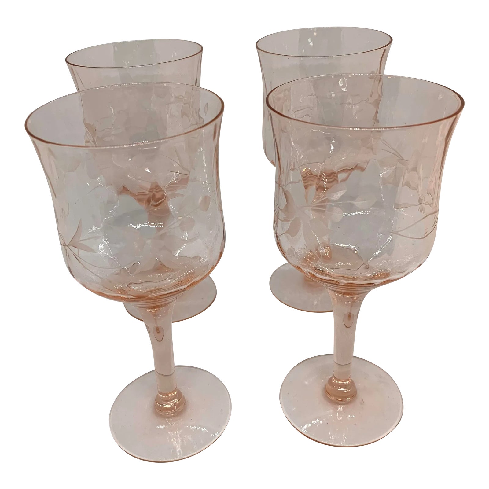 1940s Pink Depression Wine Glasses- Set of 4