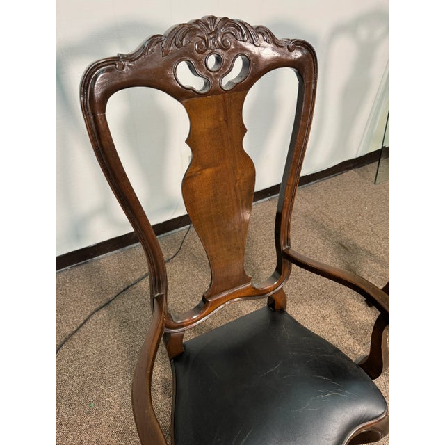 Mid 20th Century Pair of Fruitwood Chairs With Leather Seats For Sale - Image 11 of 12