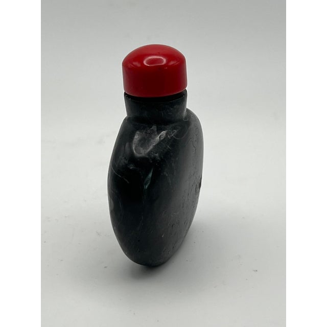 Late 20th Century Late 20th Century Black Snuff Bottle With White Lines For Sale - Image 5 of 10