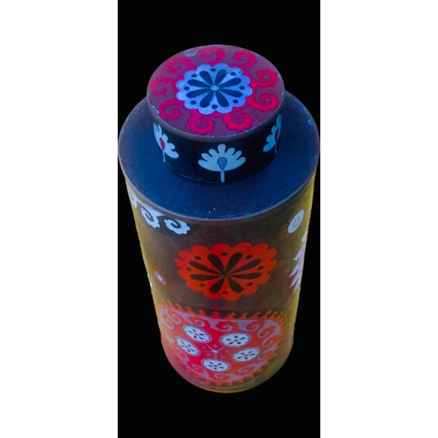 Fabienne Jouvin Paris Enamel Copper Cloisonné Large Tea Canister For Sale In Miami - Image 6 of 9