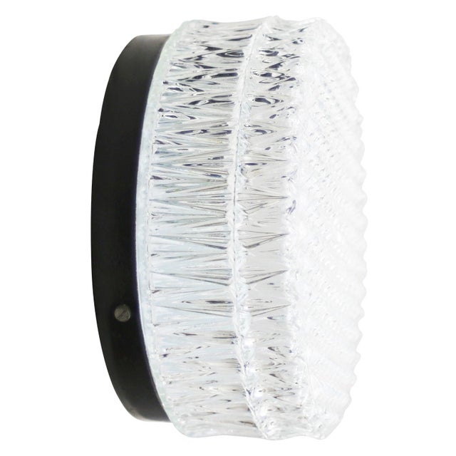 Mid-Century Round Textured Glass Flush Mount For Sale - Image 11 of 14