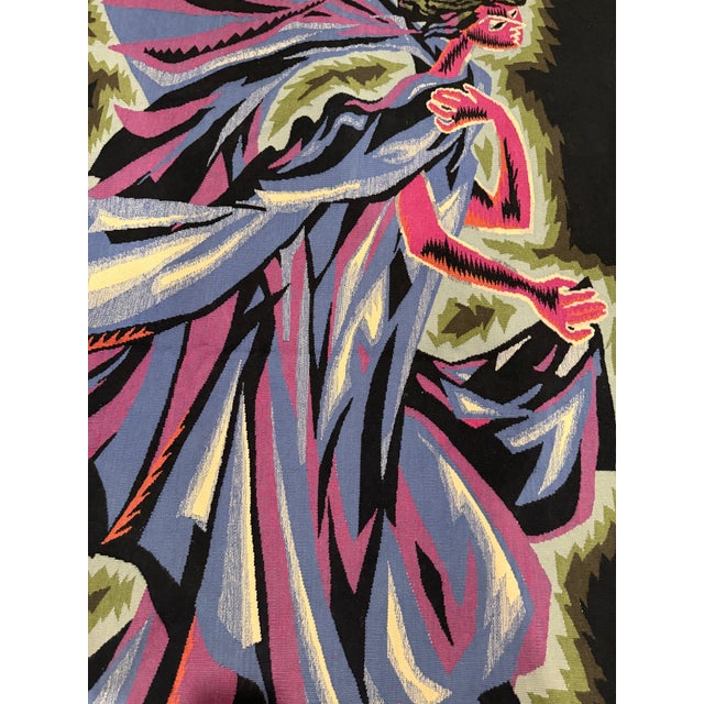 Mid-Century Modern 20th C. Mid-Century Modern Figural Handwoven Tapestry Signed “Schubert” 3'9" X 6'1" For Sale - Image 3 of 10