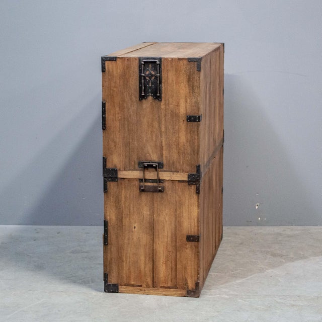 Wood Antique Japanese Kiri 2 Piece Tansu For Sale - Image 7 of 14