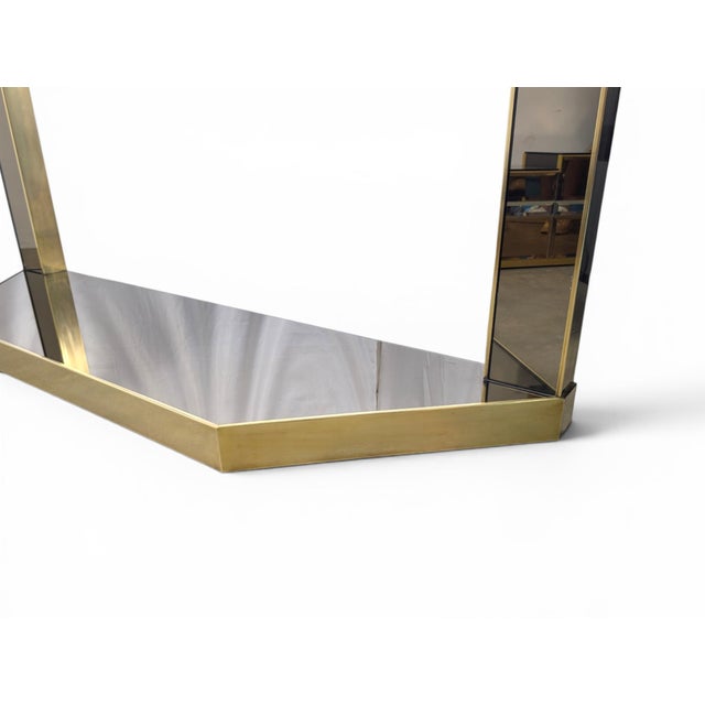 Console Table in Brass and Mirrored Glass, 1970s For Sale - Image 6 of 9