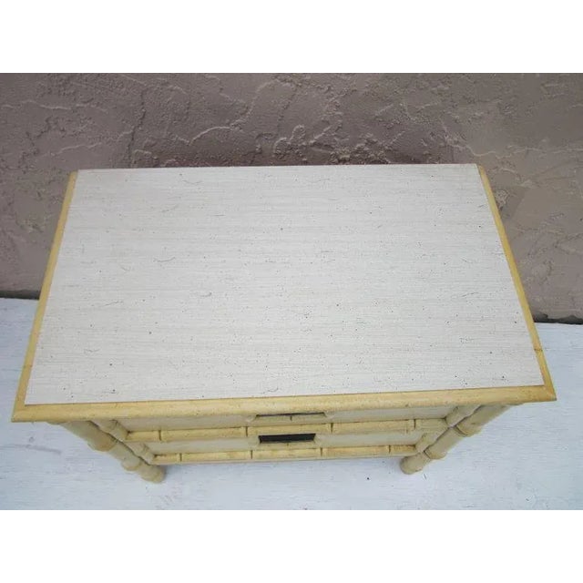 1970s Hollywood Regency Style Faux Bamboo Two Drawer Nightstand For Sale - Image 5 of 13