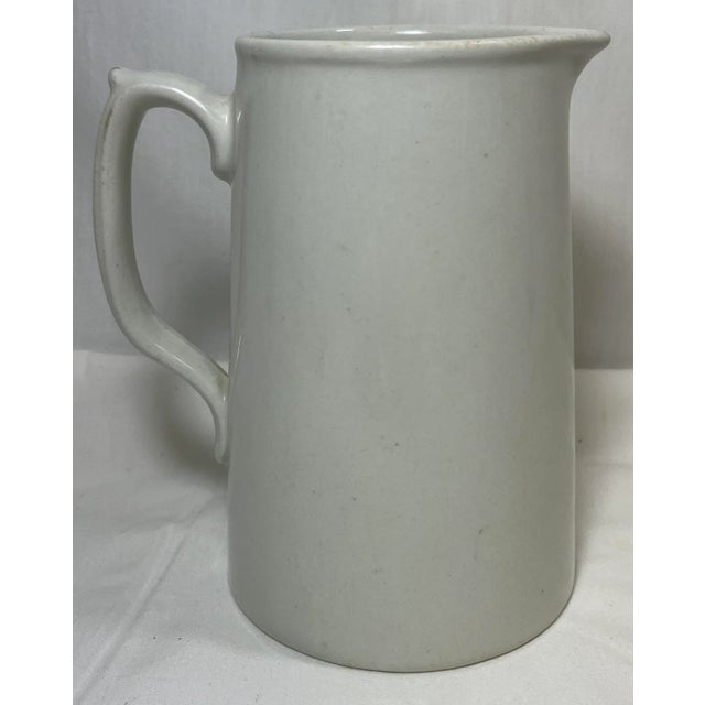 English Vintage Mason’s White Ironstone Hotel-Ware Pitcher /Jug From England - Circa 1960 For Sale - Image 3 of 10