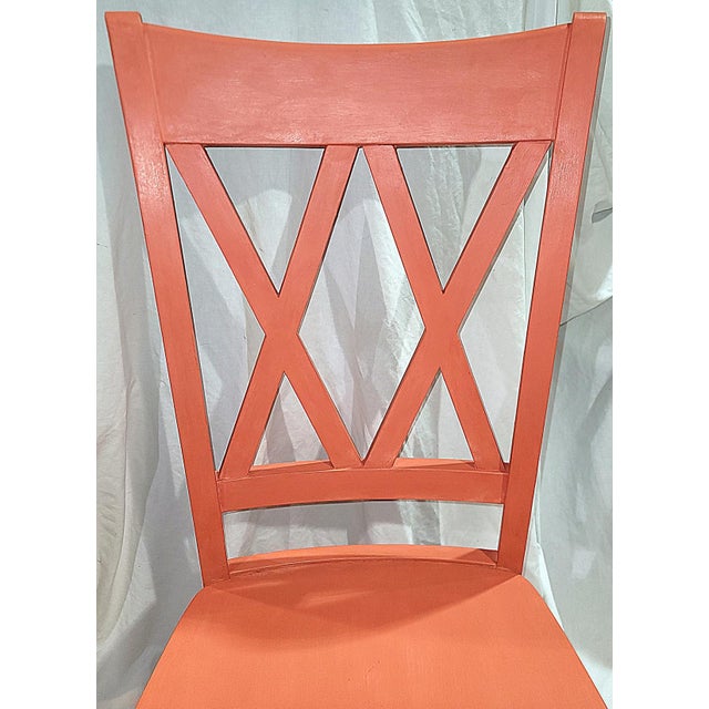 French Country 1980s Solo Side Chair in Coral For Sale - Image 3 of 7