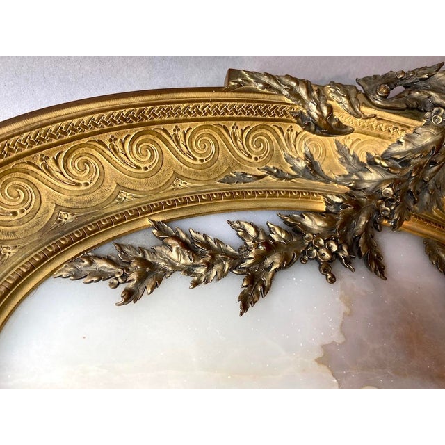 19c French Artisan Classical Bronze Alabaster Server For Sale - Image 11 of 18