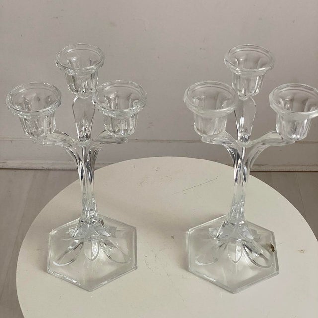 Three-Branch Crystal Candlesticks from Arques, 1970s, Set of 2 For Sale - Image 6 of 11