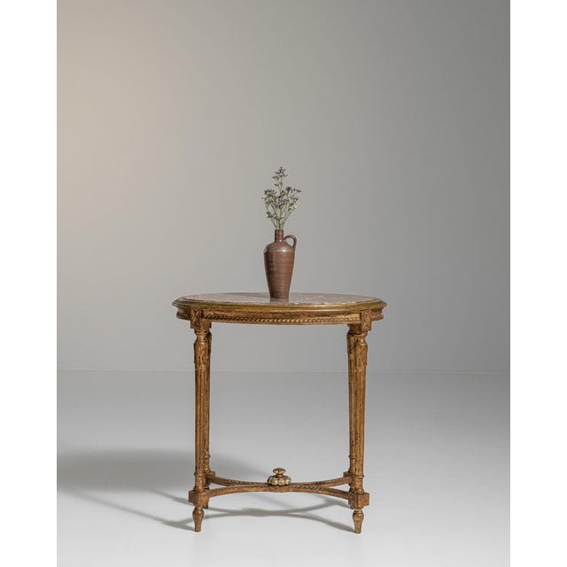 19th Century 19th Century France Antique Gold Giltwood Carved Giltwood Gueridon Table For Sale - Image 5 of 11