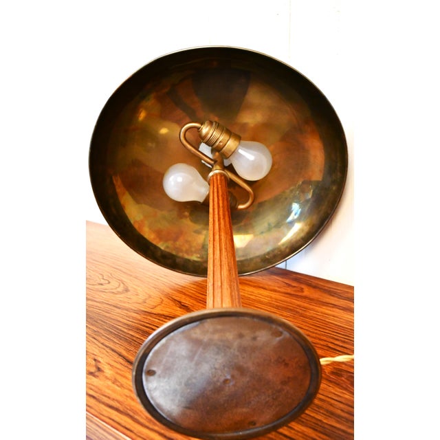 Swedish Brass and Oak Table Lamp by Erik Tidstrand for Nordiska Kompaniet, 1940s For Sale - Image 17 of 18