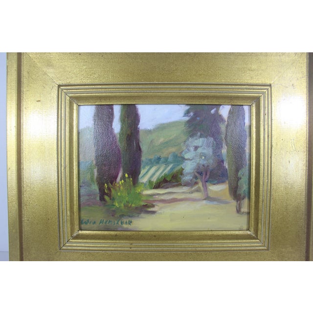 1970s Vintage Oil Painting “Vineyard Country Tuscany” Signed by Artist Gilt Wood Frame For Sale - Image 5 of 10