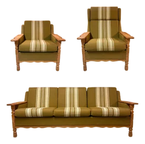 Mid 20th Century Danish Oak & Wool Sofa Set by Henning Kjærnulf, Attributed