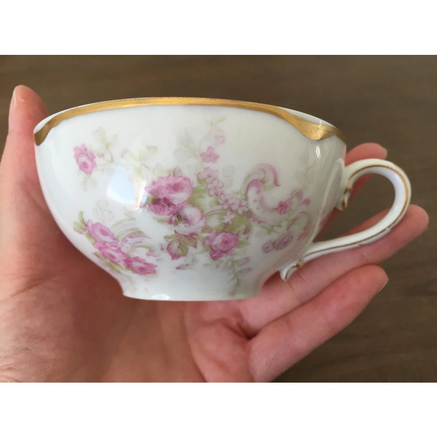 食器 rosa Antique Haviland Limoges Schleiger 228i Pink Roses Flat Tea